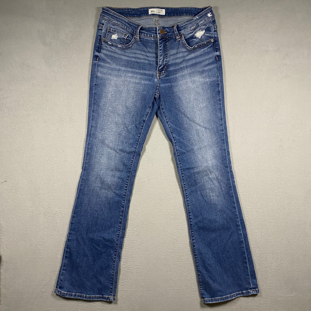 BKE Payton Bootcut Jeans Womens 31 Blue Mid Rise Distressed ABX7233L